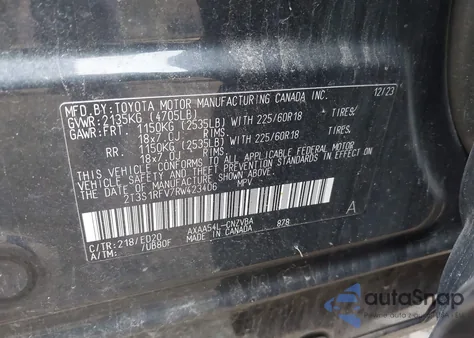 2024 Toyota Rav4 Trd Off Road z USA, uszkodzony, nr VIN 2T3S1RFV7RW423406